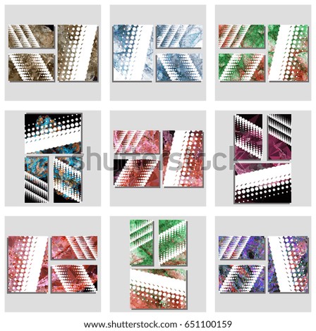 Set of abstract geometric backgrounds for brochure, flyer, report , business card, layout, template. Free space for text. Raster clip art.