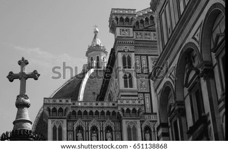 Florence duomo cathedral in black and white