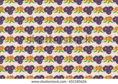 Raster illustration. Seamless Floral Pattern in pink and orange colors.