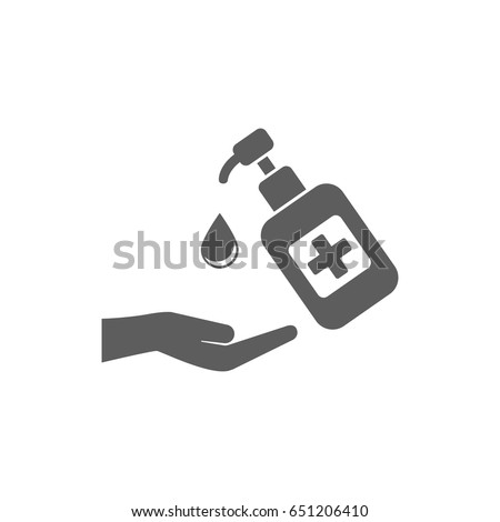 Hand sanitizer icon in trendy flat style isolated on white background. Symbol for your web site design, logo, app, UI. Vector illustration, EPS Royalty-Free Stock Photo #651206410
