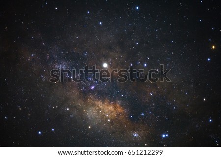 The center of Milky way galaxy with stars and space dust in the universe.