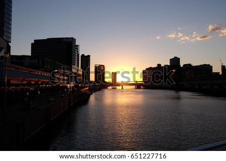 Dawn at the river bridge
