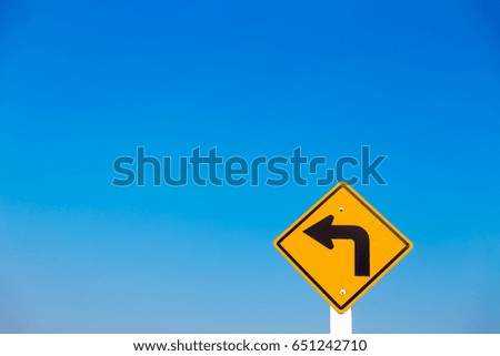 Turn left, Traffic sign on road