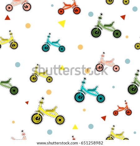 Seamless pattern with children bicycle