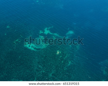 Aerial view of coast and sea floor