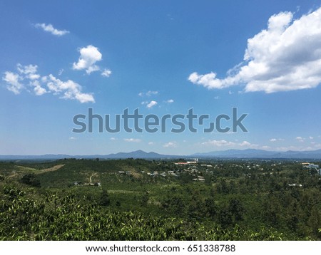 Mountain scenery at sunny day in Bao Loc, Vietnam. Bao Loc is a city of Lam Dong Province in the Central Highlands region of Vietnam.