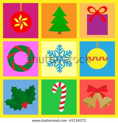 Symbols with a Christmas theme.