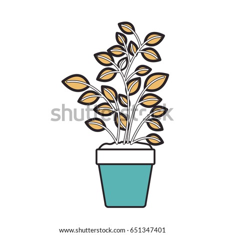 silhouette color sections of plant pot vector illustration