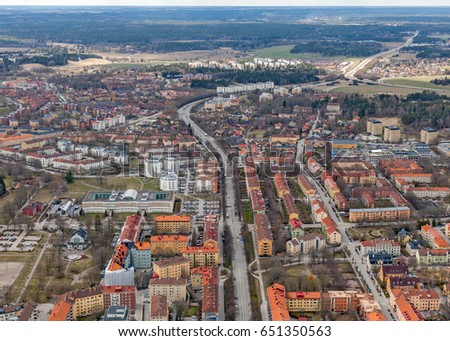 Aerial photo over a city