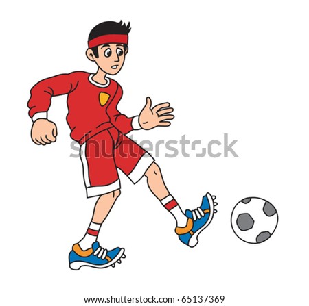 Man is playing soccer cartoon vector illustration