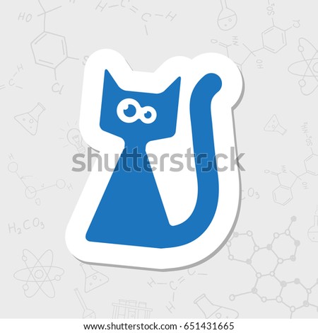 Vector flat halloween icon. Simple illustration. flat sticker cat on white background 