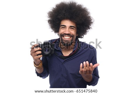 Afro man with an camera