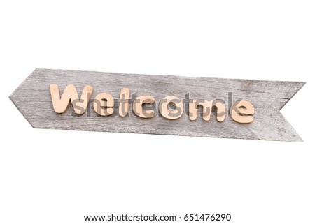 wood welcome isolated white background