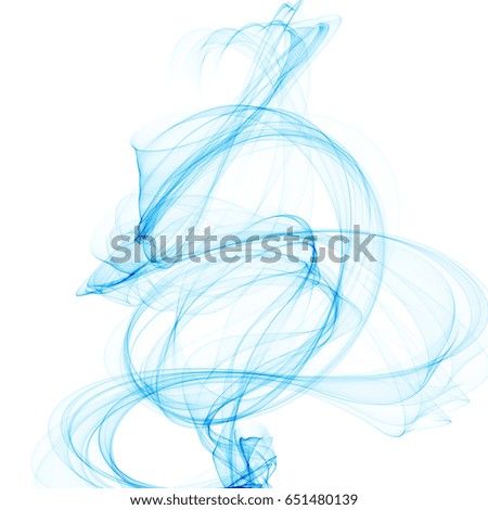 Isolated abstract smoke shape effect on white background.