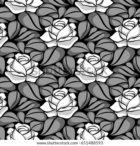 Seamless pattern with roses. Abstract floral retro vector background.