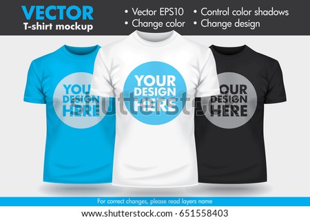 Replace Design with your Design, Change Colors Mock-up T shirt Template Royalty-Free Stock Photo #651558403