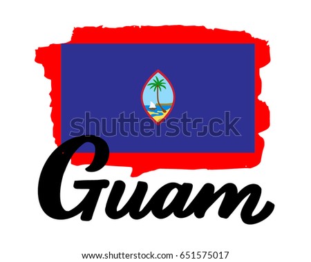 Guam flag. The national symbol of the Guam with the lettering name of the country.