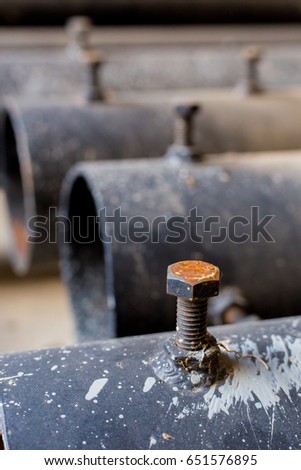 Old steel pipe in abandoned building