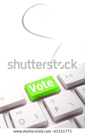election concept with vote key showing poll polling or voting