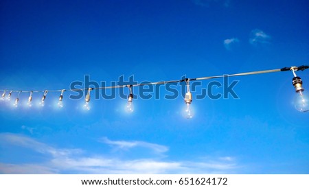 Concept Blur Lamp lighting under blue sky.