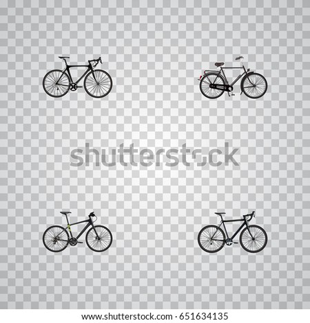Realistic Exercise Riding, Cyclocross Drive, Hybrid Velocipede And Other Vector Elements. Set Of  Realistic Symbols Also Includes Cyclocross, Bicycle, Bike Objects.