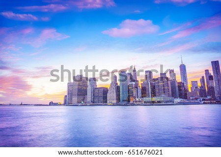 New York skyline, Lower Manhattan, New York, United States of America.