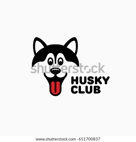 Husky club logo template design on a white background. Vector illustration.