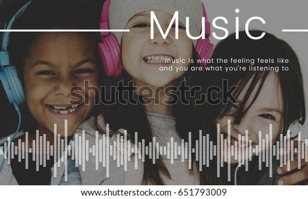 Children listening to music network connection graphic