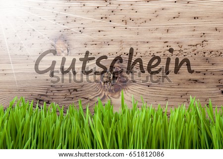 Bright Sunny Wooden Background, Gras, Gutschein Mean Voucher