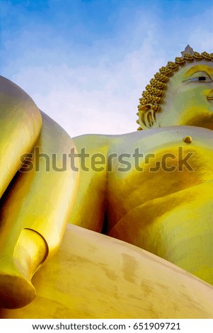 The beauty of the culture at in Asia. Buddha statue big in the world. In Thailand