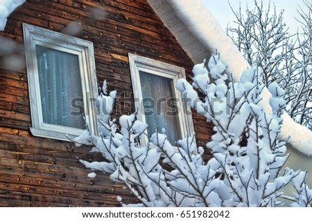 Winter beautiful snow house