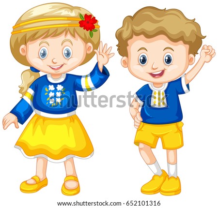 Boy and girl from Ukraine illustration