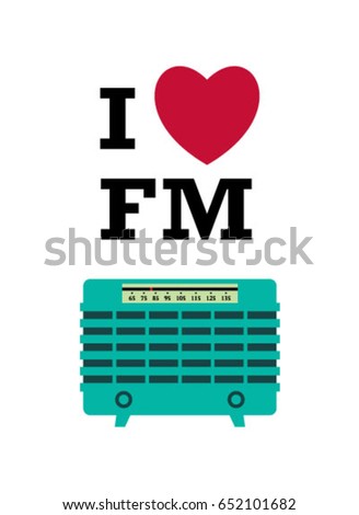 vintage classic radio i love fm vector
