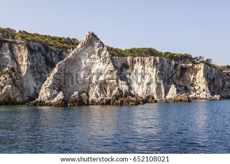 Gargano National Park: Tremiti Island (Apulia) ITALY.Cala del Diamante and rock formations known as Pagliai.