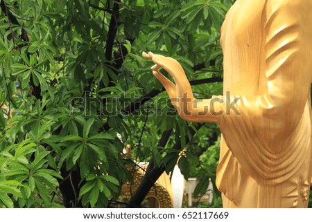 The hand of Buddha image that people pay homage. Thailand