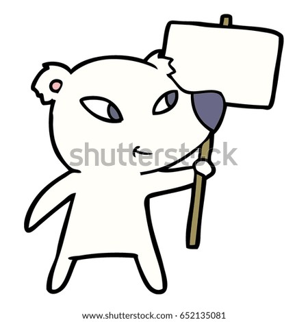 cute cartoon polar bear with protest sign