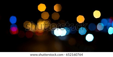 Panorama Blurred of car in city at night.Night-Blurred Photo blur bokeh background defocused lights.