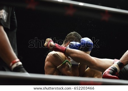 Muay thai, Thai Boxing, fight,Kick on stage.