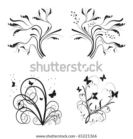 Set of floral design elements. Vector illustration