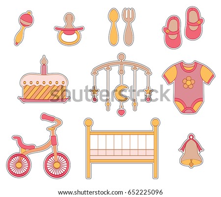 Set of baby girl stickers.