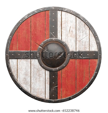 Viking Shield Damaged  Royalty-Free Stock Photo #652238746