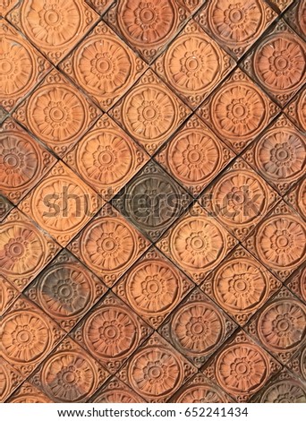 Beautiful pattern,texture,surface and background of brick block wall,clay tiles
