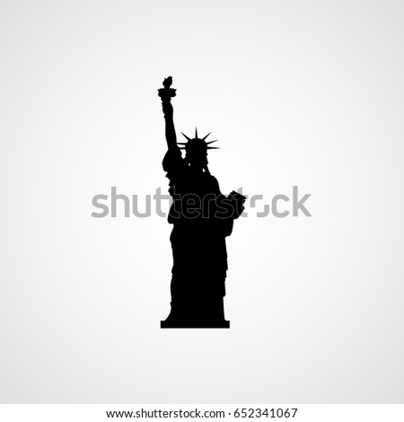 Statue Of Liberty. Black Silhouette. Vector