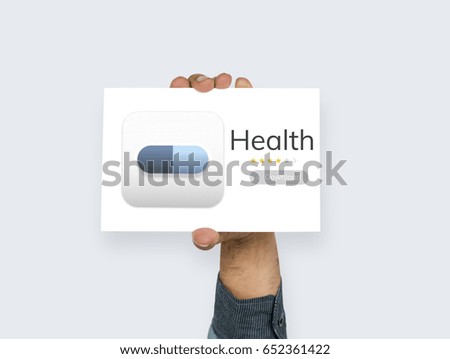 Hand holding billboard network graphic overlay