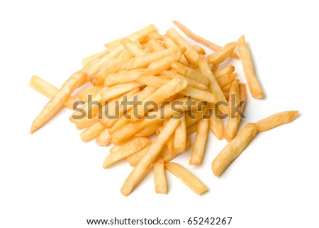 French fries potatoes on a white background