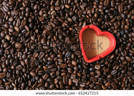 Heart in coffee beans