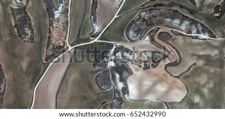 Abstract photograph of fields of Spain from the air, Abstract Naturalism, Spain fields from the air, abstract expressionism, photography, landscape, abstract surrealism,
