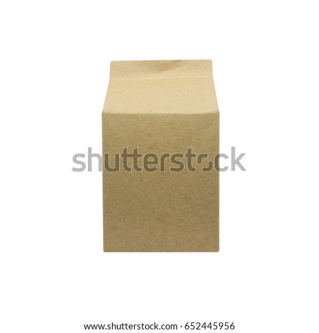 brown blank milk or juice cartoon box package isolated on white background. front view 