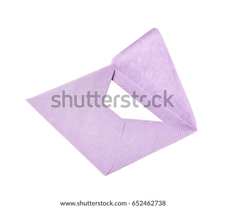 Single opened envelope with a copyspace letter inside, composition isolated over the white background