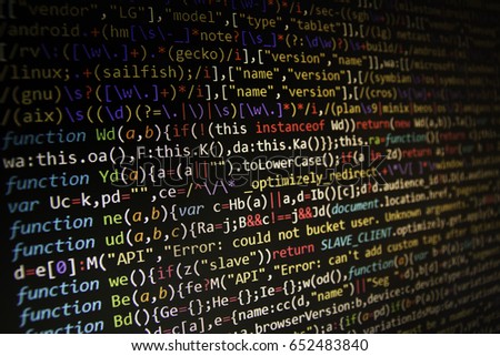 Programming code abstract screen of software developer. Computer code development. 